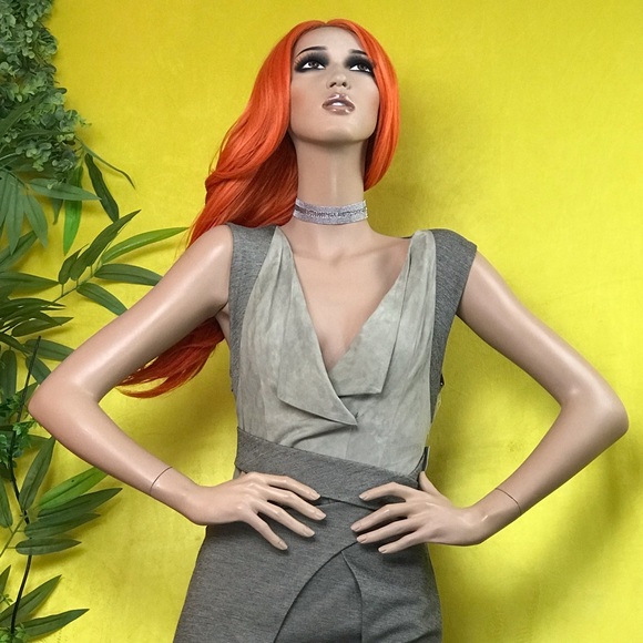 Christian Cota Mixed Suede business wrap dress